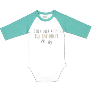 Cat Did It 12-24 Months 3/4 Length Teal Sleeve Onesie