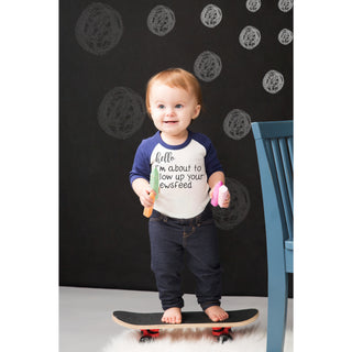 Newsfeed 12-24 Months 3/4 Length Navy Sleeve Onesie