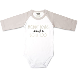 Mommy Bottle 6-12 Months 3/4 Length Gray Sleeve Onesie