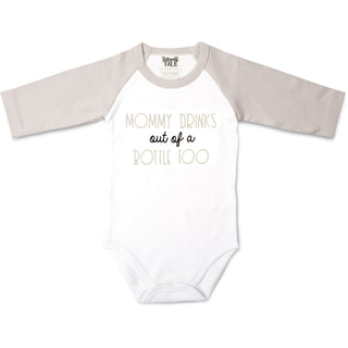 Mommy Bottle 6-12 Months 3/4 Length Gray Sleeve Onesie