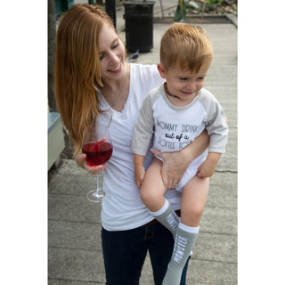 Mommy Bottle 6-12 Months 3/4 Length Gray Sleeve Onesie