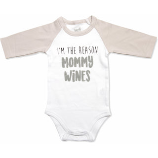 Mommy Wines 3/4 Length Gray Sleeve Onesie