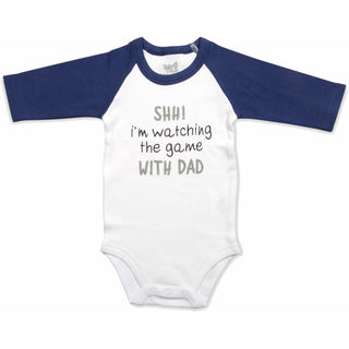 Game with Dad 3/4 Length Navy Sleeve Onesie