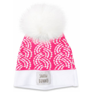 Snow Bunny Pink Knit Pom Pom Hat (0-12 Months)