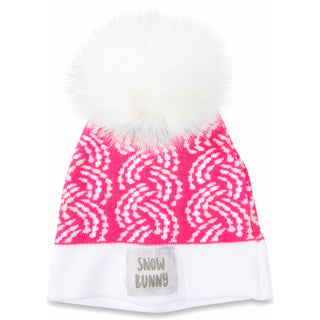 Snow Bunny Pink Knit Pom Pom Hat (0-12 Months)