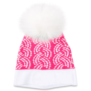 Snow Bunny Pink Knit Pom Pom Hat (0-12 Months)
