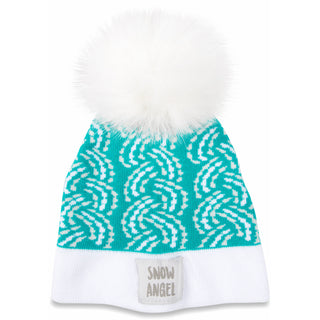 Snow Angel Teal Knit Pom Pom Hat (0-12 Months)