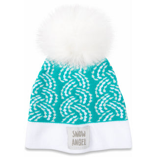 Snow Angel Teal Knit Pom Pom Hat