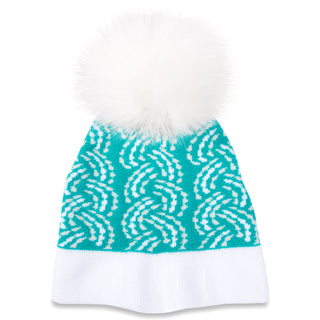 Snow Angel Teal Knit Pom Pom Hat