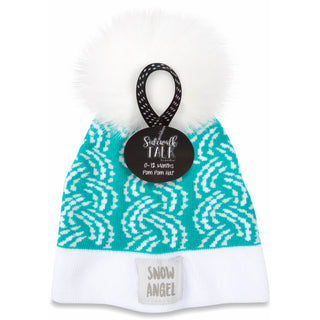 Snow Angel Teal Knit Pom Pom Hat