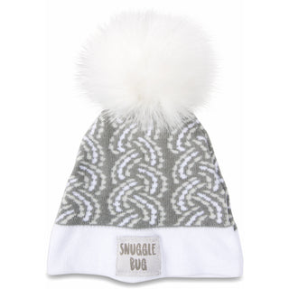 Snuggle Bug Gray Knit Pom Pom Hat