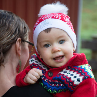Let it Snow Red Knit Pom Pom Hat (12-24 Months)