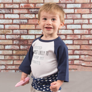 Poop My Pants 3/4 Length Navy Sleeve Onesie