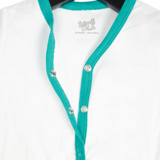 B.Y.O.B. 0-6 Months Teal Trimmed Sleeper