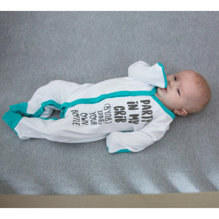 B.Y.O.B. 0-6 Months Teal Trimmed Sleeper