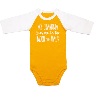 Moon and Back 6-12 Months 3/4 Length Sleeve Mustard Onesie