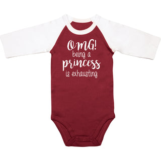 Princess 6-12 Months 3/4 Length Sleeve Maroon Onesie