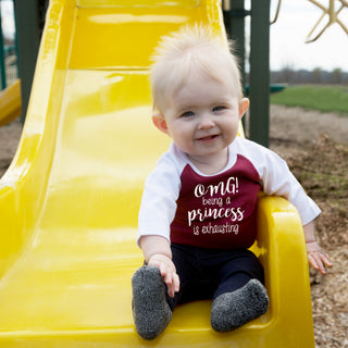 Princess 3/4 Length Sleeve Maroon Onesie