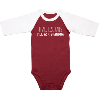 Ask Grandma 3/4 Length Sleeve Maroon Onesie