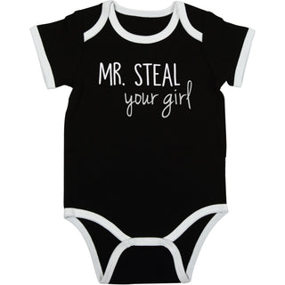 Mr. Steal 6-12 Months Black Bodysuit
