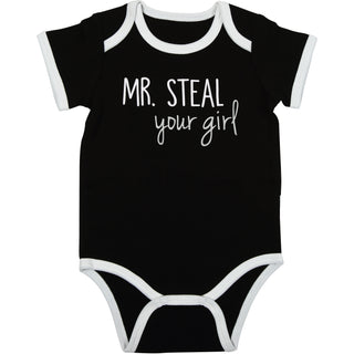 Mr. Steal 6-12 Months Black Bodysuit