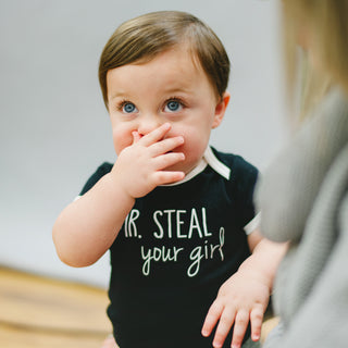 Mr. Steal 6-12 Months Black Bodysuit