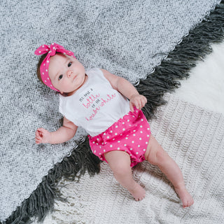 House White White & Pink Romper with Headband