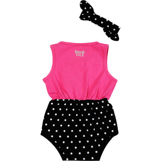 The Usual 6-12 Months Pink & Black Romper with Headband