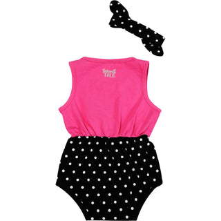 The Usual 6-12 Months Pink & Black Romper with Headband