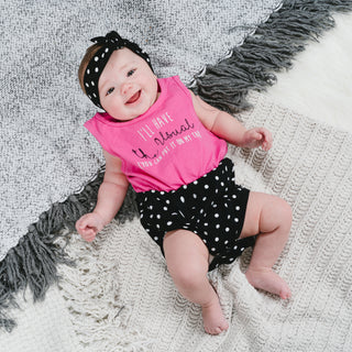 The Usual Pink & Black Romper with Headband