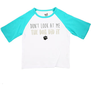 Dog Did It 2T 3/4 Length Teal Sleeve Shirt
