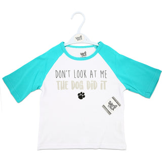 Dog Did It 2T 3/4 Length Teal Sleeve Shirt