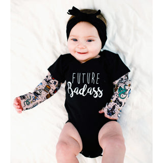 Badass 6-12 Months Biker Tat Tee Bodysuit