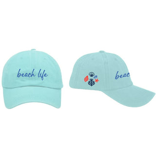 Beach Life Light Teal Adjustable Hat