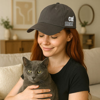 Cat Mom Dark Gray Adjustable Hat