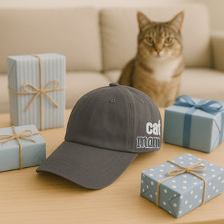 Cat Mom Dark Gray Adjustable Hat