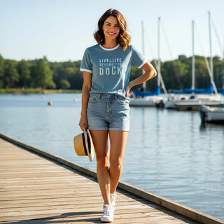 Lake Small Slate Blue Unisex Ringer T-Shirt