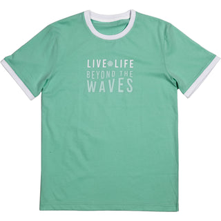 Beach Small Teal Unisex Ringer T-Shirt