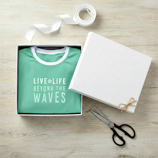 Beach Small Teal Unisex Ringer T-Shirt