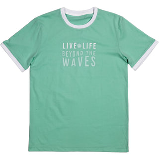 Beach Large Teal Unisex Ringer T-Shirt