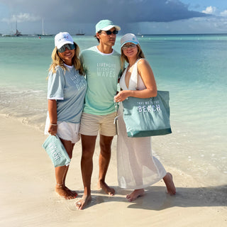 Beach Small Teal Unisex Ringer T-Shirt