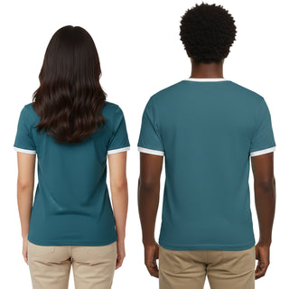 River Large Dark Teal Unisex Ringer T-Shirt