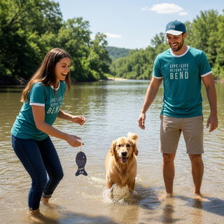 River Small Dark Teal Unisex Ringer T-Shirt