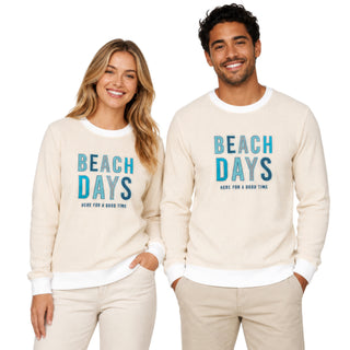 Beach L/XL Ivory Corded Crewneck