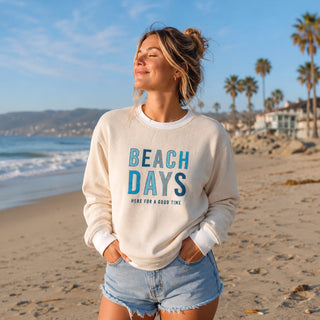 Beach L/XL Ivory Corded Crewneck