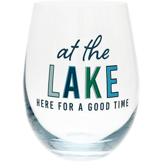 At The Lake Gift Boxed 18 oz Stemless Wine Glass