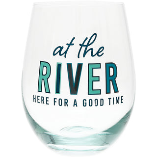 At The River Gift Boxed 18 oz Stemless Wine Glass