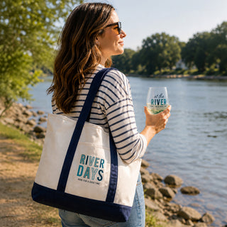 At The River Gift Boxed 18 oz Stemless Wine Glass