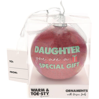 Daughter 4" Ornament with Unisex Holiday Socks