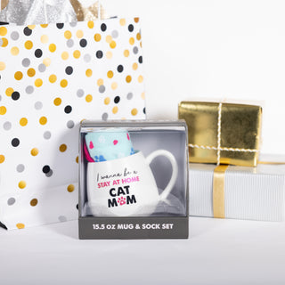 Cat Mom 15.5 oz Mug and Sock Set